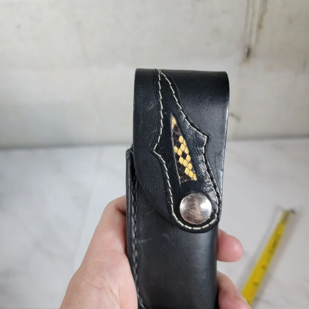 GENUINE Black LEATHER CUSTOM HANDMADE SHEATH FOR KNIFE‎ HOLSTER Snake